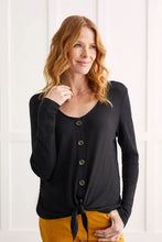 Load image into Gallery viewer, Tribal Waffle Knit Knot-Hem Top With Buttons