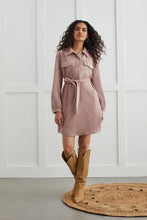 Load image into Gallery viewer, Tribal Mini Cord Shirt Dress with Tie