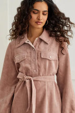 Load image into Gallery viewer, Tribal Mini Cord Shirt Dress with Tie