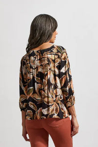Tribal Printed Challis Blouse with Smocked Details