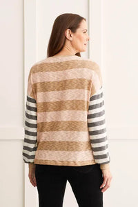 Tribal Stripe Combo Crew Neck Top